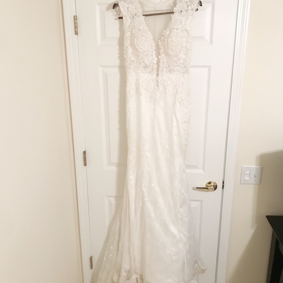 Designer Sheer Beaded Wedding Dress - Picture 4 of 4